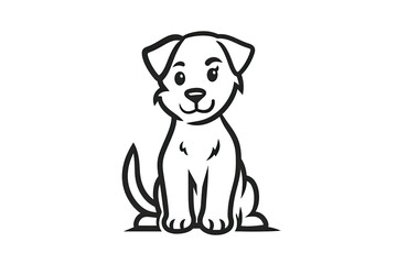 A playful cartoon dog leaps off the page in this whimsical black and white linedrawing, capturing the charm and innocence of man's best friend in a simple yet striking sketch