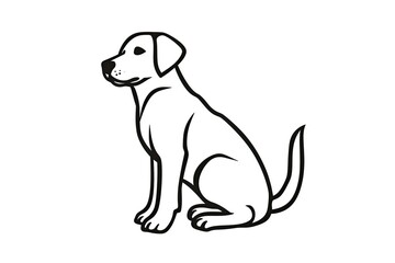 A lovable pup sits patiently on a pristine canvas, captured in a charming line drawing that evokes childhood nostalgia and invites coloring book adventures