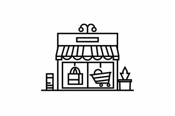 Bold lines and delicate details come together in a charming sketch of a store, adorned with elegant font and whimsical clipart, evoking a sense of simplicity and creativity in its design
