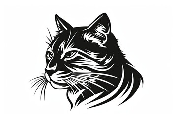 Obraz premium Gracefully poised, this sketched cat exudes a simplistic elegance through its minimalist line art and black and white contrast, capturing the essence of feline beauty in this captivating illustration