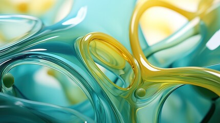 Liquid Harmony: Close-Up Texture of Light Blue, Green, and Yellow