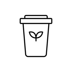 Paper cup outline icons, minimalist vector illustration ,simple transparent graphic element .Isolated on white background