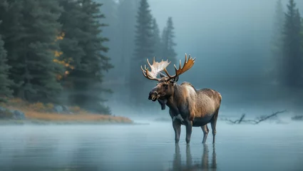 Foto op Plexiglas Moose standing in the lake © akarawit