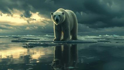 Keuken spatwand met foto polar bear on the ice © akarawit