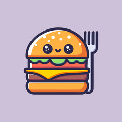 burger cartoon illustration. flat cartoon style