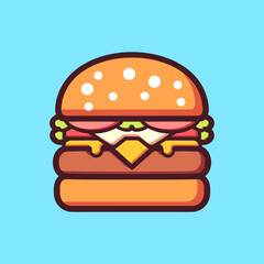 burger cartoon illustration. flat cartoon style