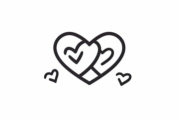 Obraz premium A minimalist yet powerful logo featuring a monochrome heart symbol adorned with intricate hearts, expertly sketched with a unique font and clipart elements, exuding both simplicity and complexity