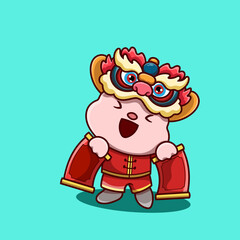 Cute head dragon chinese new year 2024 The Dragon Show Up. cute character concept for design celebration
