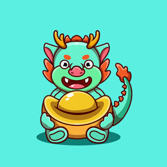 Cute funny 2024 New Year symbol dragon character. Vector cartoon kawaii character illustration icon. Isolated on background. Dragon symbol of New Year 2024 character concept