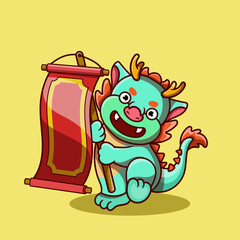 Cute funny 2024 New Year symbol dragon character. Vector cartoon kawaii character illustration icon. Isolated on background. Dragon symbol of New Year 2024 character concept