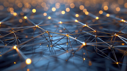 Cybernetic Network: A network of interconnected nodes and lines in metallic tones like silver and bronze, evoking a sense of cybernetics and connectivity