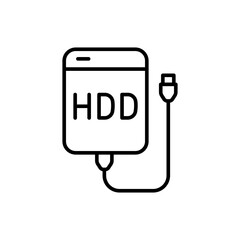 Hard disk external outline icons, computer parts minimalist vector illustration ,simple transparent graphic element .Isolated on white background