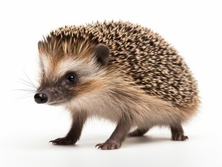 Obraz premium Hedgehog on a white background. (Scientific name: Erinaceus Europaeus)