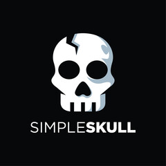 Simple White Skull Logo Design. Vector illustration