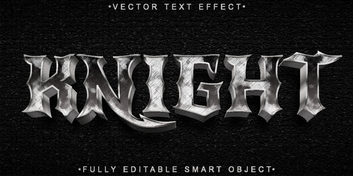 Silver Knight Vector Fully Editable Smart Object Text Effect