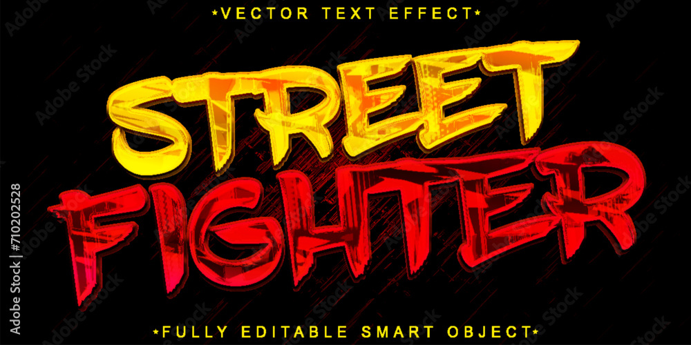 Poster shiny street fighter vector fully editable smart object text effect