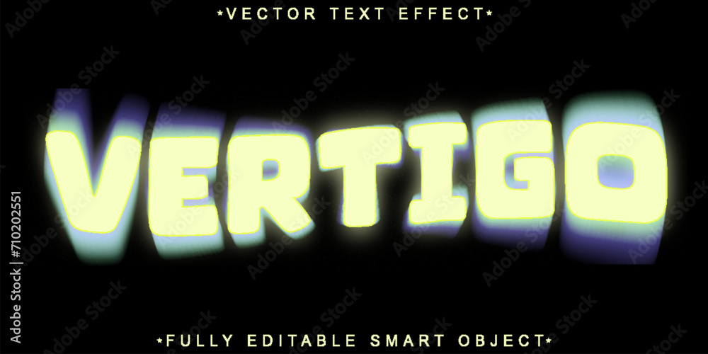 Poster yellow vertigo vector fully editable smart object text effect