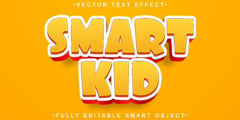 Orange Cartoon Smart Kid Vector Fully Editable Smart Object Text Effect