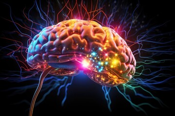 Obraz premium Mindfulness, thought center as mental powerhouse. Cognitive capabilities, neuromorphic engineering, neuroperipheral processes. Neurophenotyping, neurostimulation, emerging field of neurotheranostics