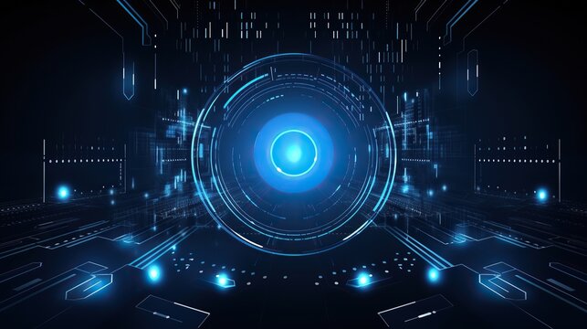 blue eye cyber security concept background,circuit board future technology, abstract high speed digital internet