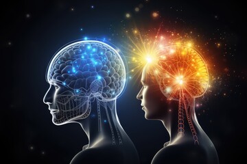 Neurological diagnostic techniques and neuroimmunotherapy. Neuro ophthalmology and neurovascular surgery for neural insights. Colorful abstract thinking Human Mind cognitive brain skills Aid Axon