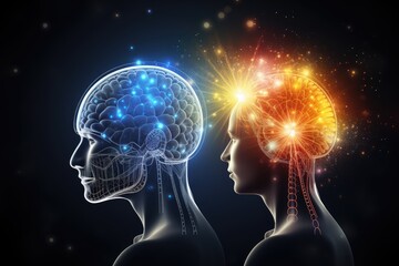 Obraz premium Neurological diagnostic techniques and neuroimmunotherapy. Neuro ophthalmology and neurovascular surgery for neural insights. Colorful abstract thinking Human Mind cognitive brain skills Aid Axon