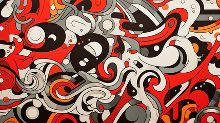 A wavy red and brown design, unmodulated color, close-up intensity, light gray and black 