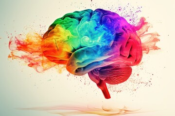Neuropathic pain within cranium. Neuroprosthetic advancements and neurorobotic. Neural stem cell therapy grey matter. Realm of neurophenomenology Noggin Colorful Brain Smoke Aid Axon neurofeedback