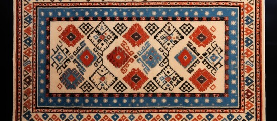 Traditional Jordanian wool carpet with geometric pattern, Jordan, Middle East - Textured carpet from Jordan with geometric design.