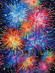 Explosive Colors: Firework Displays Wall Art