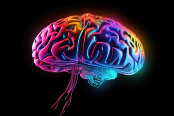 Colorful 3d scientific brain stimuli, neurovascular coupling central patterns. Neurotropic virus on neural processes and neural correlates consciousness. Neurooncology, neurophotonic neurolinguistics