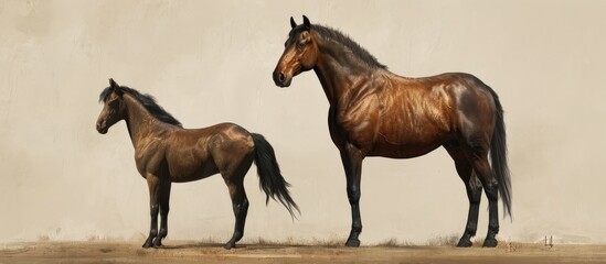 young male and adult female horse