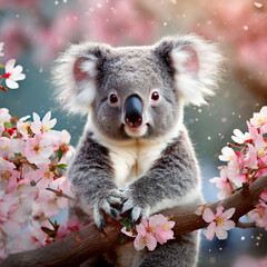 春の桜と可愛いコアラ