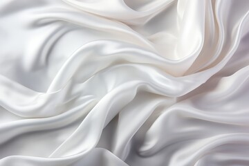 Obraz premium Close up of elegant crumpled pure white silk fabric cloth background and textureLuxury design