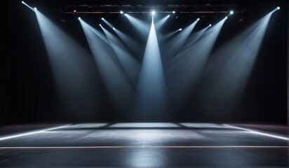 Artistic performances stage light background with spotlight illuminated the stage for contemporary dance. Empty stage with monochromatic colors and lighting design from Generative AI
