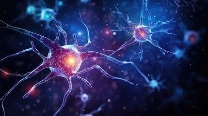 Complex neuronal network neurons synapses in brain. Explore neural encoding and decoding mechanisms. Neural representation, dynamic process of neuroplasticity. Neurotransmitter neuromuscular junctions - obrazy, fototapety, plakaty