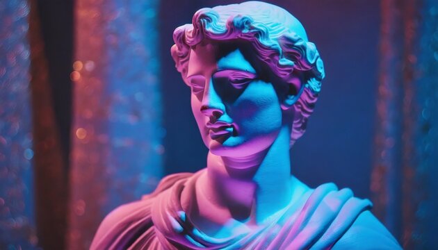 Statue vapor wave background concept