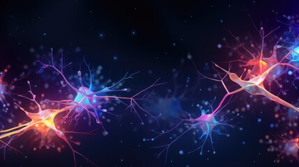 Neuronal network with neurons and synapses in brain. Neurological diseases like epilepsy and schizophrenia. Neuroimaging for diagnostic, neuromodulation and therapeutic aid neurofeedback brain mapping
