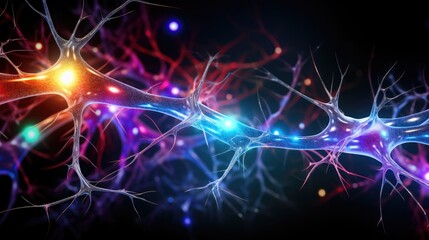 Fototapeta premium Neuronal network with neurons and synapses in brain. Neurological diseases like epilepsy and schizophrenia. Neuroimaging for diagnostic, neuromodulation and therapeutic aid neurofeedback brain mapping