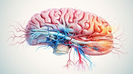Obraz na płótnie Canvas Scientific PET axon scan, revealing metabolic activity. Blood-brain barrier, neurodevelopment, gray and white matter. Mirror neurons, neurological disorders Alzheimer's, Parkinson's, and epilepsy