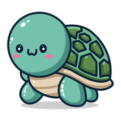 Cute turtle cartoon character vector illustration. Cute turtle mascot.