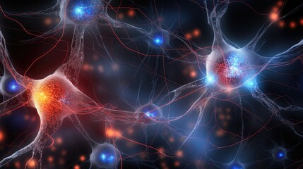 Fototapeta na wymiar Neuronal Neurology network neurons and synapses, cognitive neuroscience, neurodegeneration and neurotransmission. Brain plasticity, neurological disorders like Alzheimer's, Parkinson's and depression.