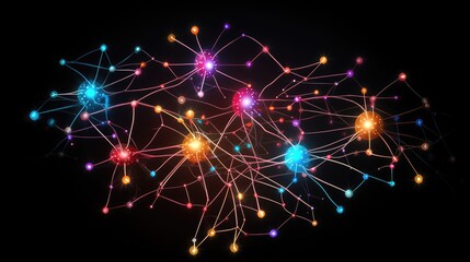 Fototapeta premium Neuronal Neurology network neurons and synapses, cognitive neuroscience, neurodegeneration and neurotransmission. Brain plasticity, neurological disorders like Alzheimer's, Parkinson's and depression.