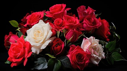 Naklejka premium blue color roses background illustration green purple, peach coral, magenta maroon blue color roses background