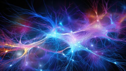 Neuronal Brain network featuring neurons, synapses, vital brain regions like thalamus, hypothalamus, and brainstem. Neural plasticity, neurogenesis, connectome with white and gray matter to CNS