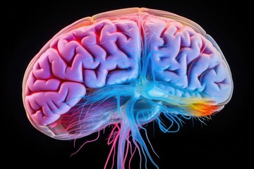 Fototapeta premium Vivid Brain Neuromuscular neurotransmitter neurological assessment and rehabilitation. Neurobehavioral neuroprotective agents. Neurogenetics informs neurointerventional approaches in neurotology