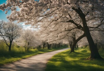 Fototapeta na wymiar Beautiful spring landscape with Selective soft focus Branches of a flowering tree in nature Park and