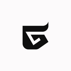 Bull horn G letter logo. The logo with the initial letter G with bull horns is brave and strong