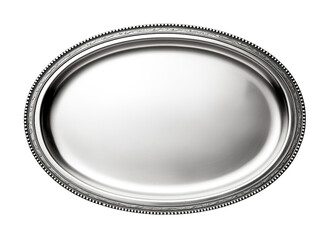Silver tray isolated on transparent background. PNG file, cut out