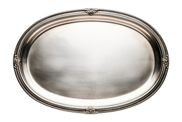 Silver tray isolated on transparent background. PNG file, cut out - obrazy, fototapety, plakaty